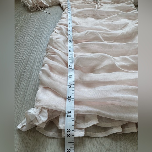 NWT Lovers + Friends Pink Ruched Sheath Dress with Bishop Sleeves Size XS - Picture 10 of 11